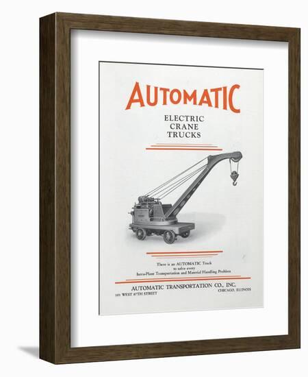 Automatic Transportation Company's Electric Crane Trucks-null-Framed Giclee Print