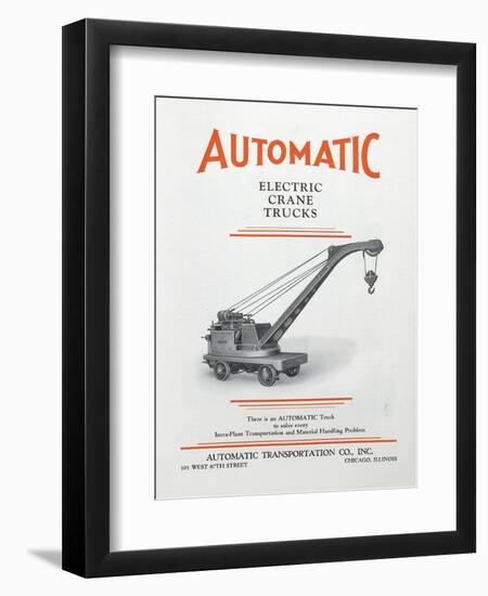 Automatic Transportation Company's Electric Crane Trucks-null-Framed Giclee Print