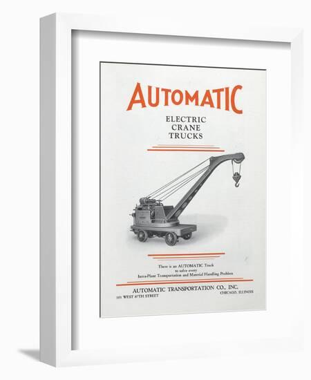 Automatic Transportation Company's Electric Crane Trucks-null-Framed Giclee Print
