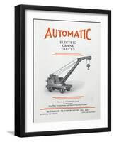 Automatic Transportation Company's Electric Crane Trucks-null-Framed Giclee Print