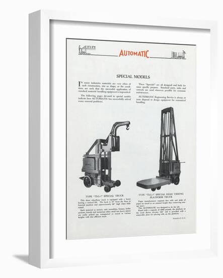 Automatic Transportation Company's Special Models of Automatic Units-null-Framed Giclee Print