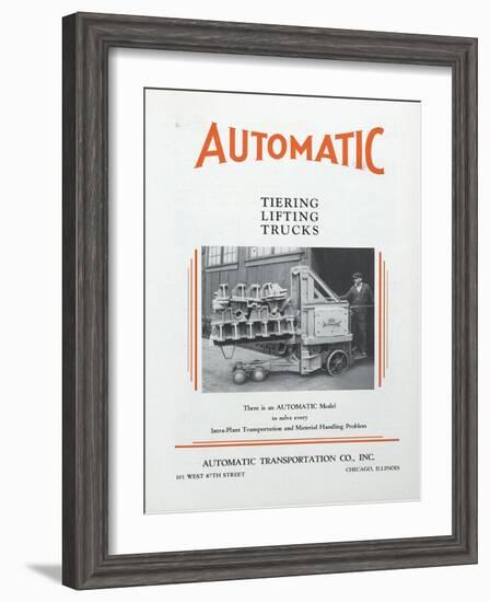 Automatic Transportation Company's Tiering Lifting Trucks-null-Framed Giclee Print