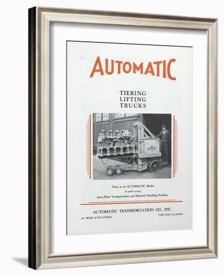 Automatic Transportation Company's Tiering Lifting Trucks-null-Framed Giclee Print