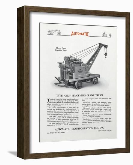 Automatic Transportation Company's Type Ceg Revolving Crane Truck-null-Framed Giclee Print