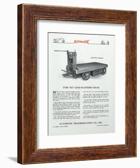 Automatic Transportation Company's Type Eg Load Platform Truck-null-Framed Giclee Print