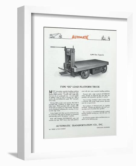 Automatic Transportation Company's Type Eg Load Platform Truck-null-Framed Giclee Print