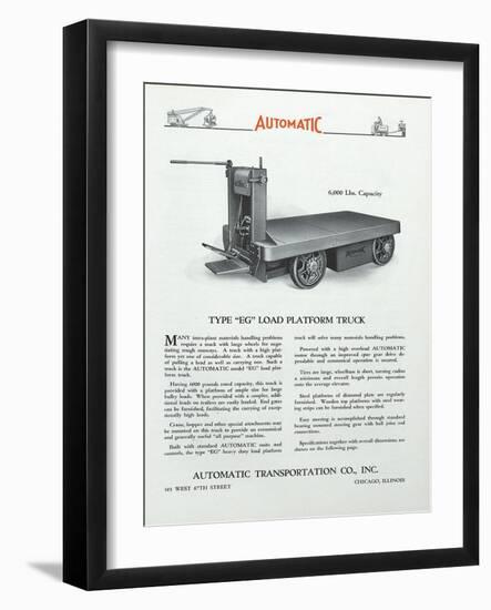 Automatic Transportation Company's Type Eg Load Platform Truck-null-Framed Giclee Print