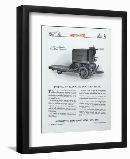 Automatic Transportation Company's Type Lg-3-4 Elevating Platform Truck-null-Framed Premium Giclee Print