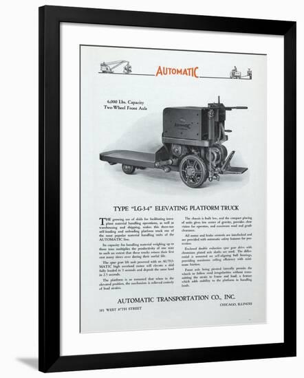 Automatic Transportation Company's Type Lg-3-4 Elevating Platform Truck-null-Framed Giclee Print