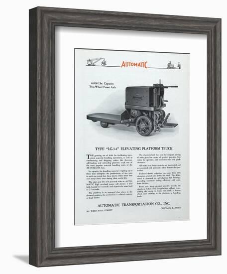 Automatic Transportation Company's Type Lg-3-4 Elevating Platform Truck-null-Framed Giclee Print