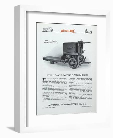 Automatic Transportation Company's Type Lg-3-4 Elevating Platform Truck-null-Framed Giclee Print