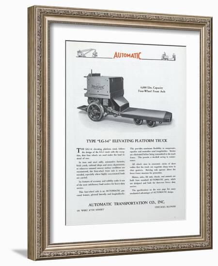 Automatic Transportation Company's Type Lg-3-6 Elevating Platform Truck-null-Framed Giclee Print