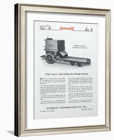 Automatic Transportation Company's Type Lg-3-6 Elevating Platform Truck-null-Framed Giclee Print