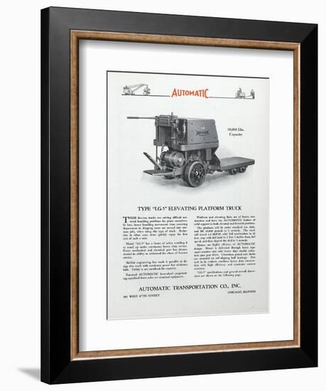 Automatic Transportation Company's Type Lg-5 Elevating Platform Truck-null-Framed Giclee Print