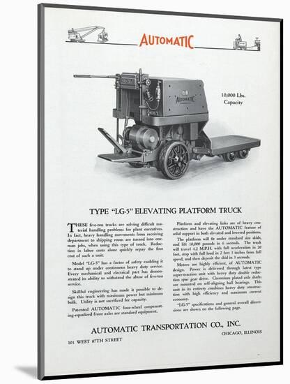 Automatic Transportation Company's Type Lg-5 Elevating Platform Truck-null-Mounted Giclee Print