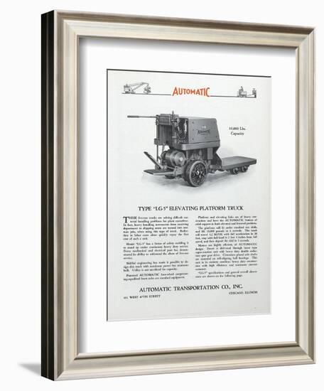 Automatic Transportation Company's Type Lg-5 Elevating Platform Truck-null-Framed Giclee Print