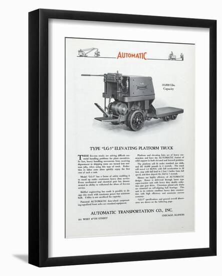 Automatic Transportation Company's Type Lg-5 Elevating Platform Truck-null-Framed Giclee Print