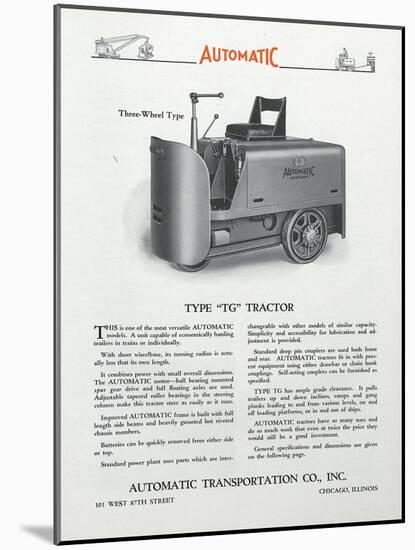 Automatic Transportation Company's Type Tg Tractor-null-Mounted Giclee Print