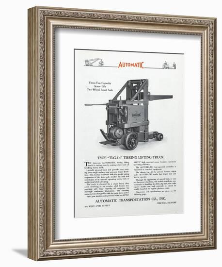Automatic Transportation Company's Type Tlg 3-4 Tiering Lifting Truck-null-Framed Giclee Print