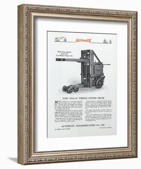 Automatic Transportation Company's Type Tlg 3-6 Tiering Lifting Truck-null-Framed Giclee Print