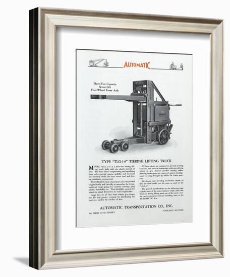 Automatic Transportation Company's Type Tlg 3-6 Tiering Lifting Truck-null-Framed Giclee Print