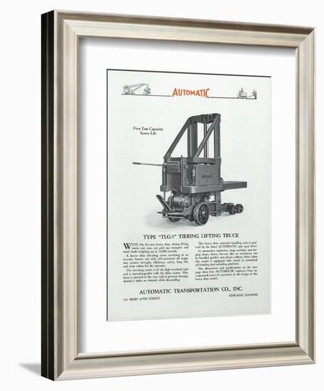 Automatic Transportation Company's Type Tlg- 5 Tiering Lifting Truck-null-Framed Giclee Print