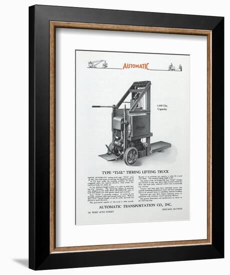 Automatic Transportation Company's Type Tlgl Tiering Lifting Truck-null-Framed Giclee Print