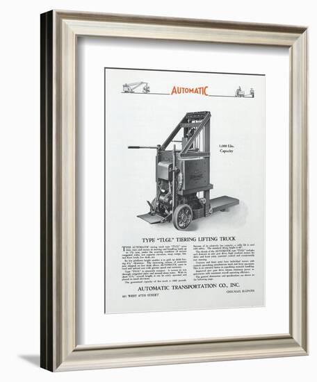 Automatic Transportation Company's Type Tlgl Tiering Lifting Truck-null-Framed Giclee Print