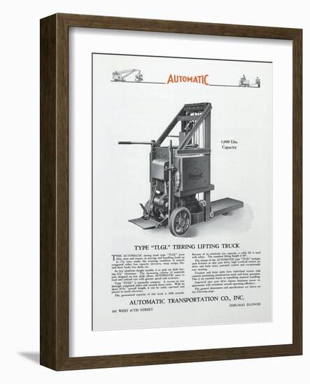 Automatic Transportation Company's Type Tlgl Tiering Lifting Truck-null-Framed Giclee Print