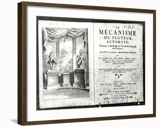 Automatons, Le Mecanisme du Fluteur Automate by Jacques de Vaucanson, Engraved Vivares-Hubert Gravelot-Framed Giclee Print