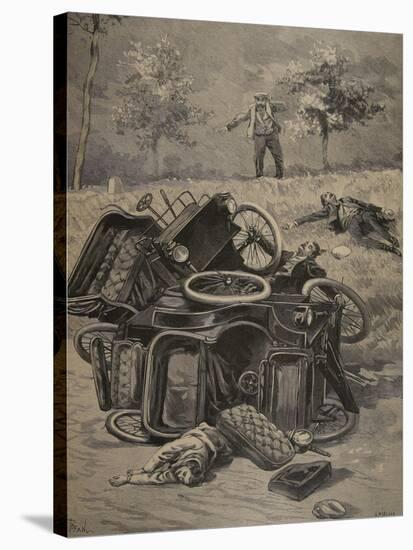 Automobile Accident, Illustration from 'Le Petit Journal: Supplement Illustre', 1898 (Litho)-French-Stretched Canvas