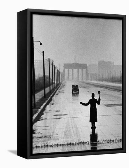 Automobile Arriving from the Eastern Sector of Berlin Being Halted by West Berlin Police-Ralph Crane-Framed Stretched Canvas