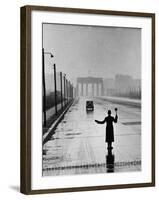 Automobile Arriving from the Eastern Sector of Berlin Being Halted by West Berlin Police-Ralph Crane-Framed Photographic Print