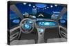 Automobile Cockpit, Various Information Monitors and Head up Displays. Night Road as Seen from the-chombosan-Stretched Canvas