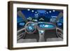 Automobile Cockpit, Various Information Monitors and Head up Displays. Night Road as Seen from the-chombosan-Framed Art Print