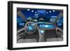 Automobile Cockpit, Various Information Monitors and Head up Displays. Night Road as Seen from the-chombosan-Framed Art Print