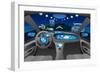 Automobile Cockpit, Various Information Monitors and Head up Displays. Night Road as Seen from the-chombosan-Framed Art Print