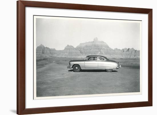 Automobile in Front of Western Mesas-null-Framed Art Print