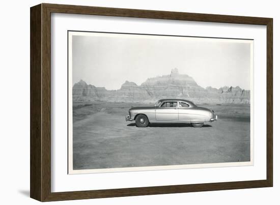 Automobile in Front of Western Mesas-null-Framed Art Print