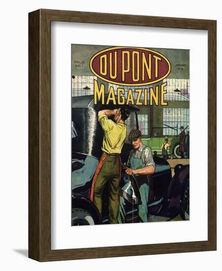 Automobile Repair, Front Cover of the 'Dupont Magazine', January 1919-American School-Framed Giclee Print