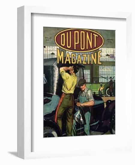 Automobile Repair, Front Cover of the 'Dupont Magazine', January 1919-American School-Framed Giclee Print