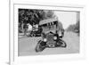 Automobile's Front Axel Breaks Splaying Tires Outward Causing Vehicle to Rest on its Front Bumper.-null-Framed Art Print