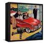 "Automobile Showroom", December 8, 1956-Amos Sewell-Framed Stretched Canvas