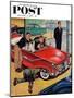 "Automobile Showroom" Saturday Evening Post Cover, December 8, 1956-Amos Sewell-Mounted Giclee Print