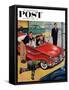 "Automobile Showroom" Saturday Evening Post Cover, December 8, 1956-Amos Sewell-Framed Stretched Canvas