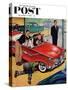 "Automobile Showroom" Saturday Evening Post Cover, December 8, 1956-Amos Sewell-Stretched Canvas