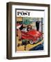 "Automobile Showroom" Saturday Evening Post Cover, December 8, 1956-Amos Sewell-Framed Giclee Print