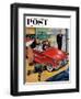 "Automobile Showroom" Saturday Evening Post Cover, December 8, 1956-Amos Sewell-Framed Giclee Print