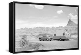 Automobile & Trailer on Badlands Highway-Philip Gendreau-Framed Stretched Canvas