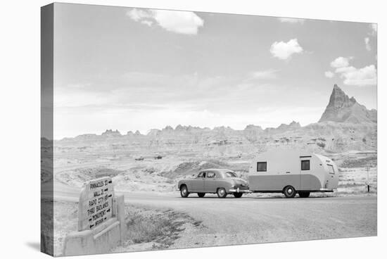 Automobile & Trailer on Badlands Highway-Philip Gendreau-Stretched Canvas